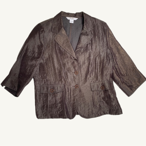 TanJay Petits Shiny Brown 3/4 Sleeve Light Jacket / Blazer with Shoulder Pads
